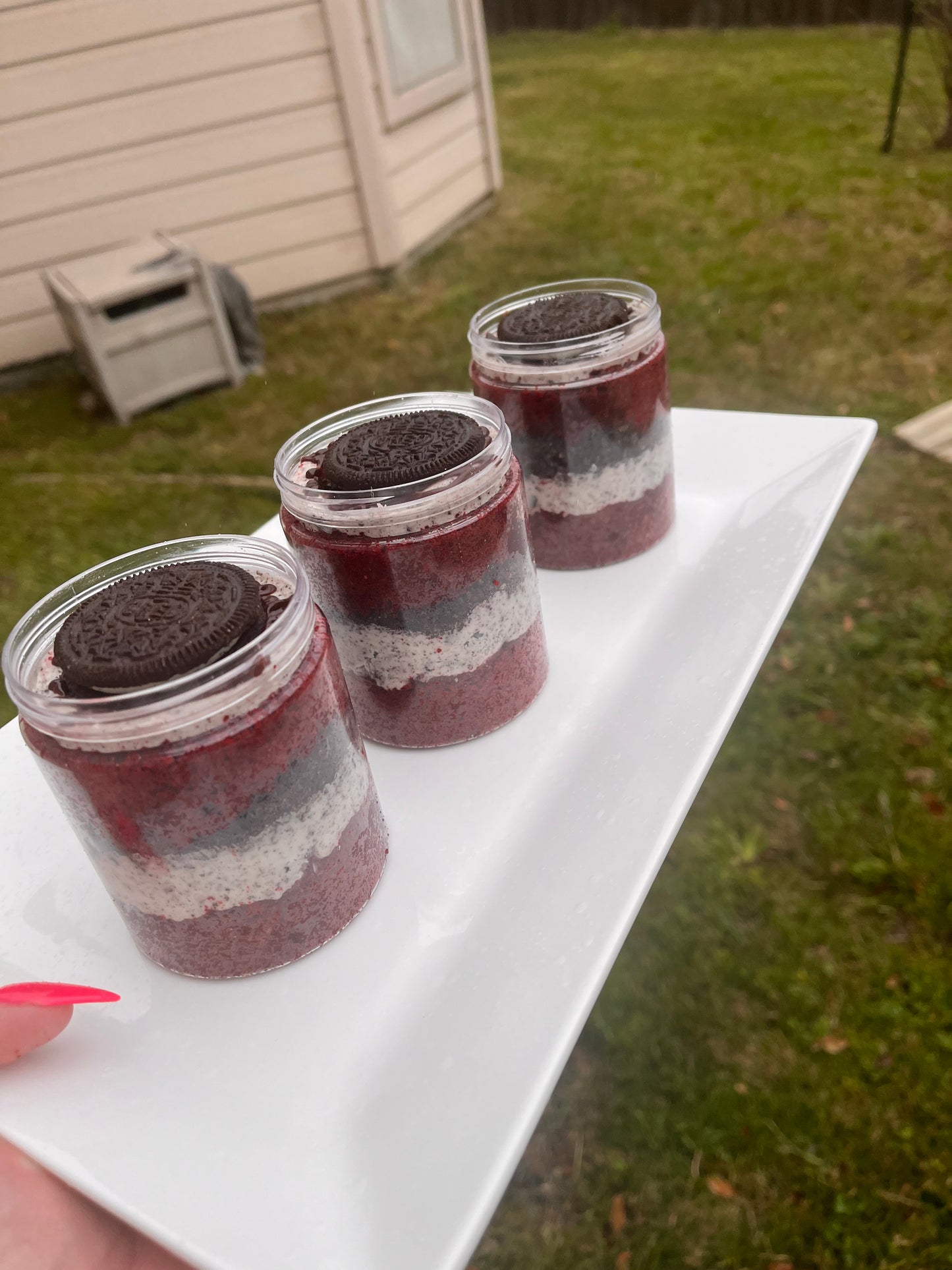 Red Velvet Cookies & Cream Cake Jars